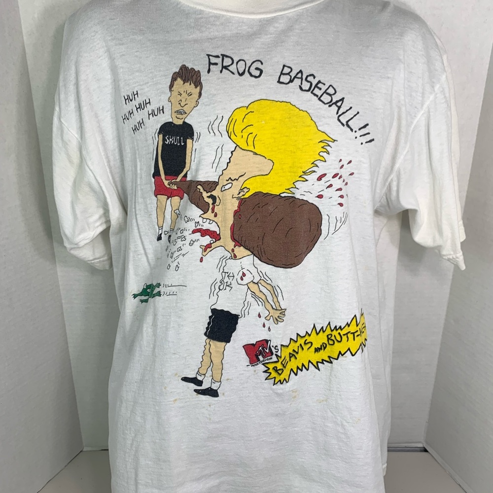 Beavis and Butthead Frog Baseball Vintage XL T-Shirt MTV Mike Judge